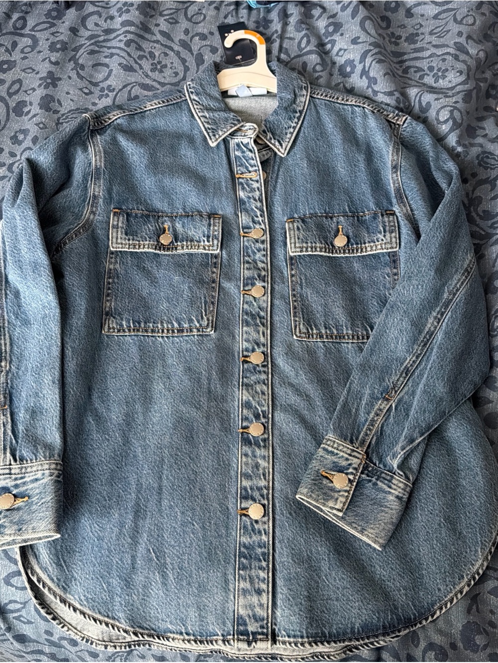 Women's Long Sleeve Denim Shacket - Parke x Target Medium Wash S - Picture 4 of 4